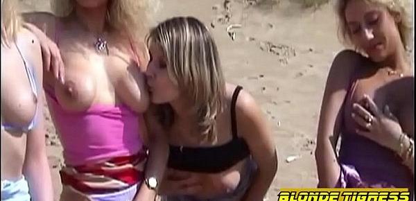  Amateur teens and lesbian moms on beach